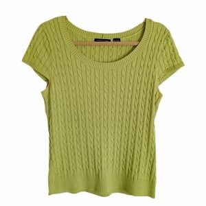 Jeanne Pierre Vintage Y2K Preppy Cable Knit Cotton Short Sleeve Tee-Shirt